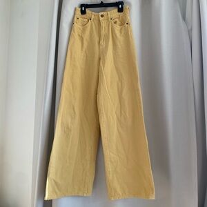 Pastel yellow wide leg jeans